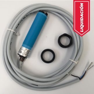 Sensor fotoeléctrico cilíndrico réflex VL18, rango hasta 5m, luz infrarroja, salida triac, cable 2m, IP67